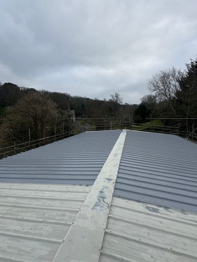 New roof painting and cladding installation on commercial property